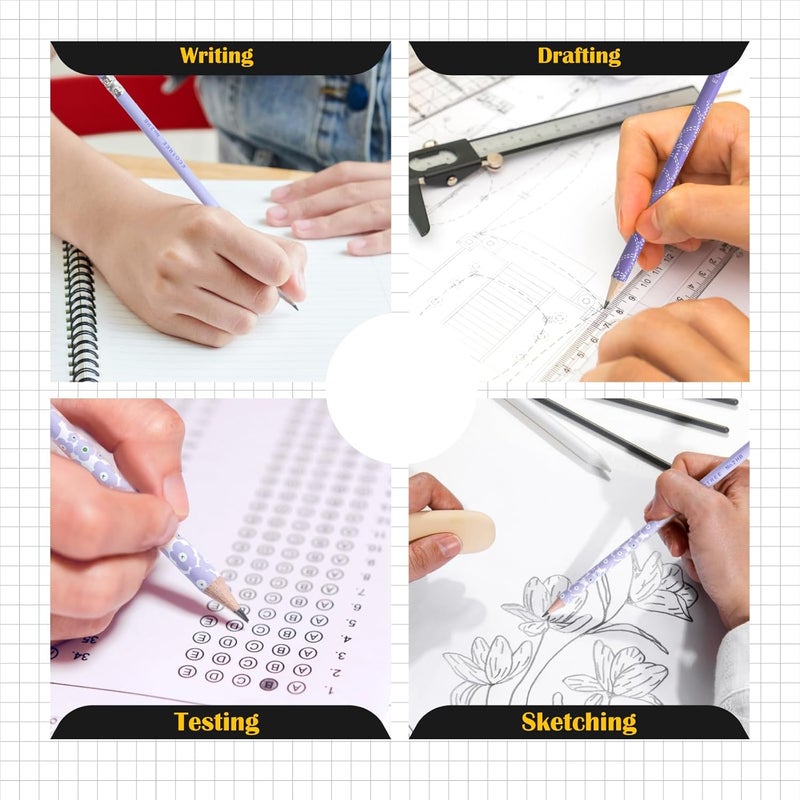أقلام #2 مبرية مسبقًا للأطفال، قلم رقم 2 مع ممحاة للمدرسة والكتابة، 12 قطعة - Image 4