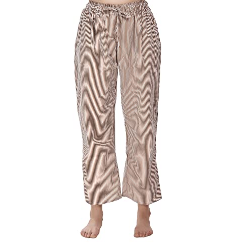CIERGE Women's Cotton Linen Printed Casual Style Pyjama/Pajama Trackpant Loungewer (Brown, Cotton) Regular, Free Size - Image 2