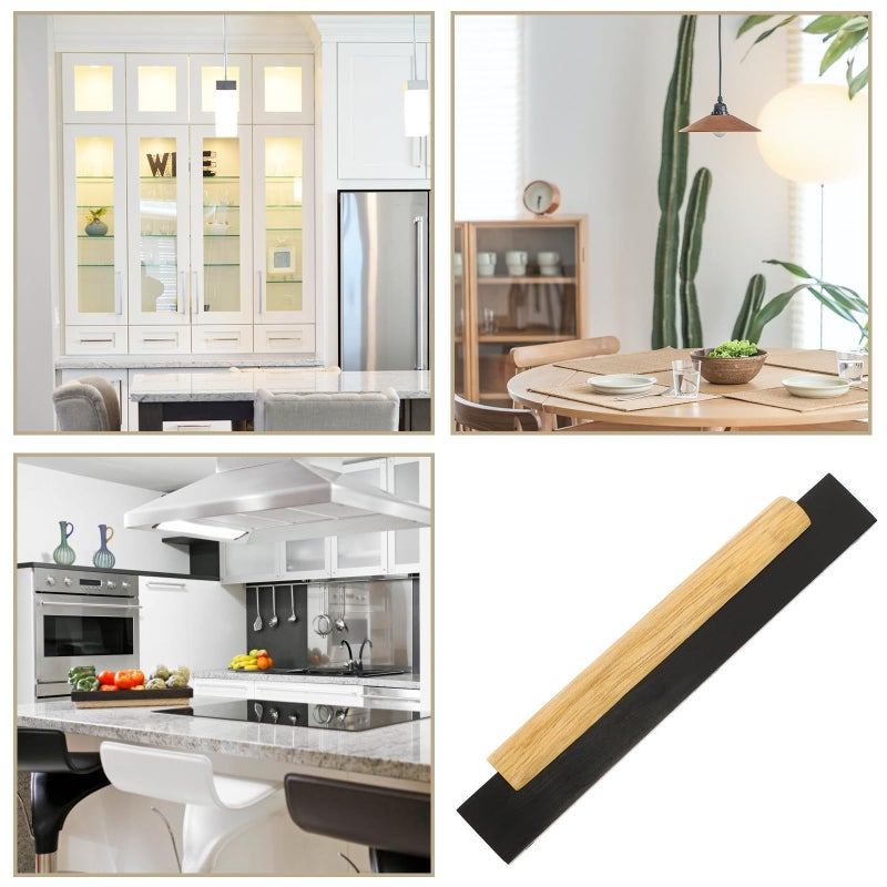 Black Aluminum and Solid Wood Cabinet Handles 160mm Rustic Furniture Pulls for Kitchen Wardrobe Cupboard - Image 4