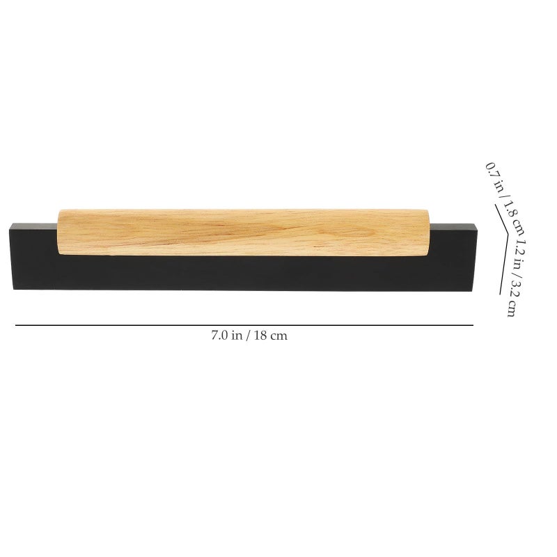 Black Aluminum and Solid Wood Cabinet Handles 160mm Rustic Furniture Pulls for Kitchen Wardrobe Cupboard - Image 3