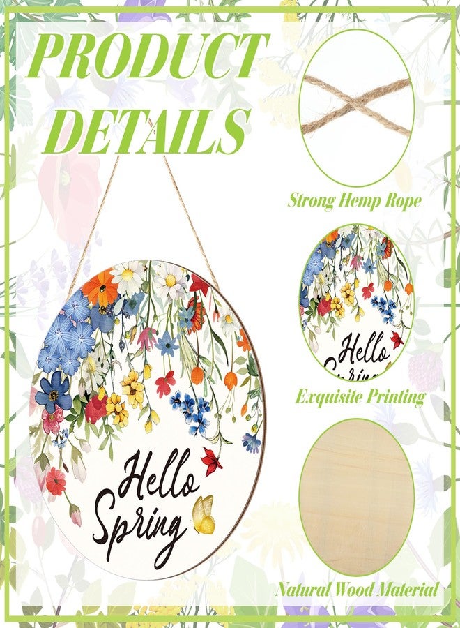 تشونفول لافتة "مرحباً بالربيع" من تشونفول، مناسبة للباب الأمامي، مقاس 11.8 بوصة، تُعلق على الباب أو الجدار، مصنوعة من الخشب، مزينة بإكليل من الزهور، تُعلق على الحائط أو الباب، للاستخدام الداخلي والخارجي. - Image 4