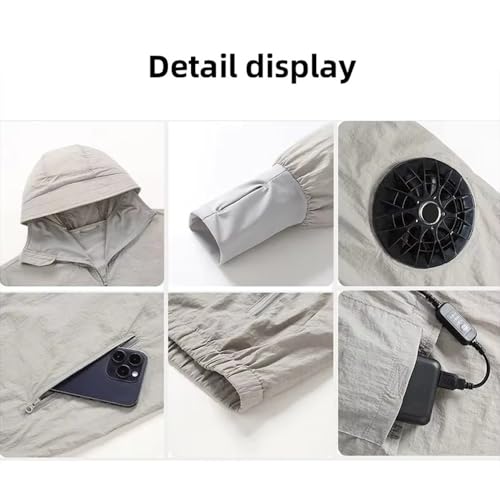 Meichoon Men Cooling Jacket with 2 Built-in Fans Lightweight UPF50+ UV Protection Hoodie Hiking Fishing Cycling Outdoors Sun Protective Clothes - Image 5