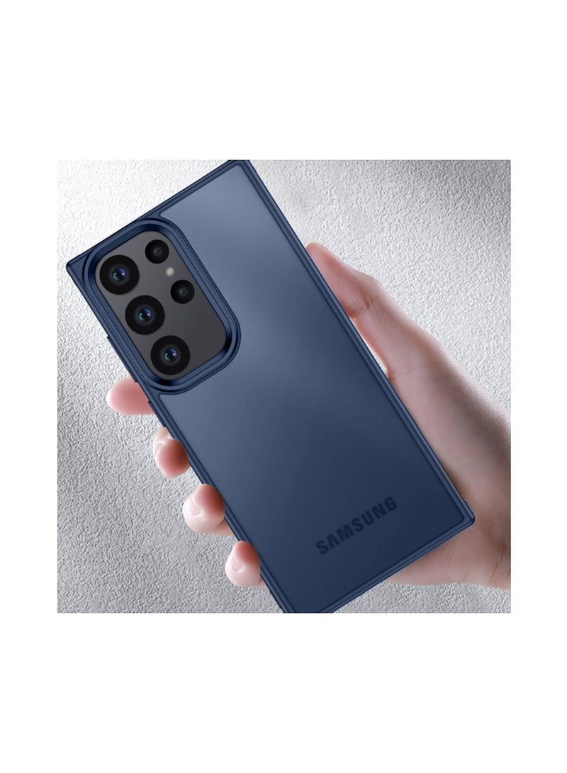 Wtech Hybrid Silicone With Translucent Back Case Cover For Samsung Galaxy S24 Ultra 5G 2024 Navy Blue - Image 2