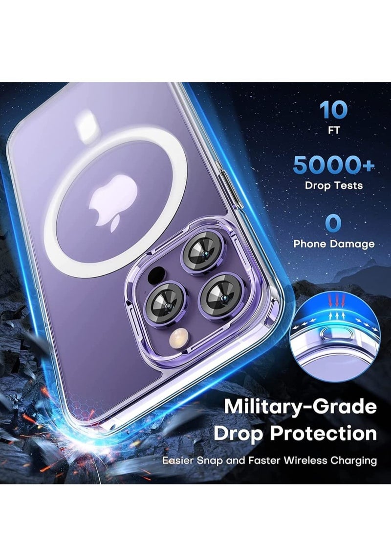 ELTRAZONE 5 in 1 Magnetic Case for iPhone 14 Pro Max [Military Grade Drop Protection] with 2X Screen Protector +2X Camera Lens Protector, Transparent Slim Fit Compatible with Magsafe Case-Clear - Image 5