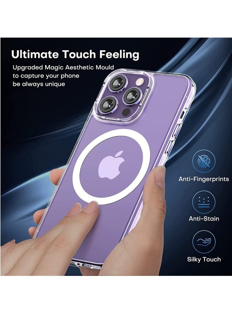 ELTRAZONE 5 in 1 Magnetic Case for iPhone 14 Pro Max [Military Grade Drop Protection] with 2X Screen Protector +2X Camera Lens Protector, Transparent Slim Fit Compatible with Magsafe Case-Clear - Image 3
