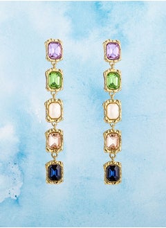 HaveDream Baroque Pearl Elegant Chain Earrings - Blue, Green, Purple Glass Diamonds  - Image 3