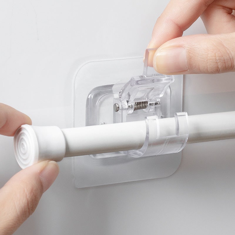Curtain Rod Hook Curtain Rod Clip Holder Punch-Free Adhesive Bracket Clip Cross Rod Door Curtain Telescopic Rod Sticky Hook - Image 2