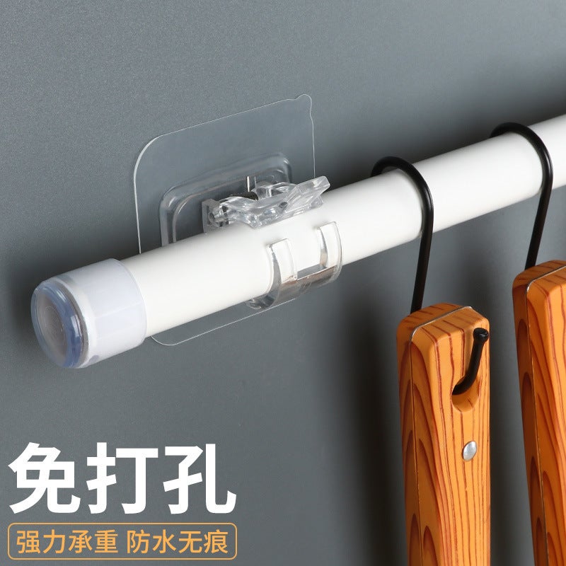 Curtain Rod Hook Curtain Rod Clip Holder Punch-Free Adhesive Bracket Clip Cross Rod Door Curtain Telescopic Rod Sticky Hook - Image 3