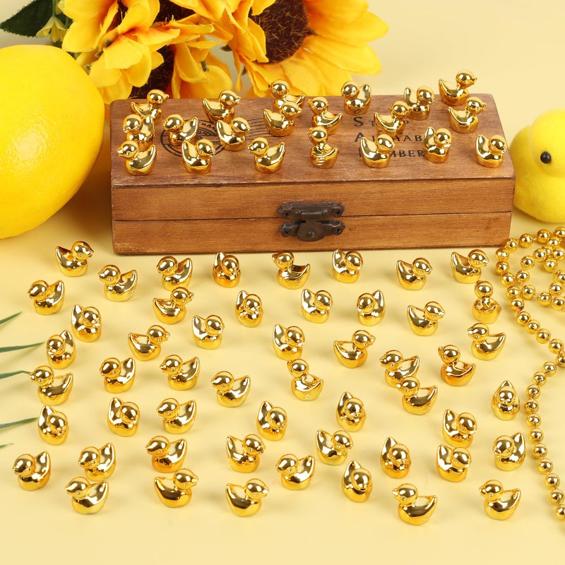 CCINEE 100pcs Golden Mini Resin Ducks Bulks, Miniature Duck Figurines to Hide Tiny Lucky Resin Duck Charms for Crafts Party Favor Table Indoor Garden Landscape Decorations - Image 3