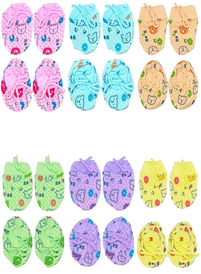 Bigbought Cotton Baby Mittens & Booties Combo | Soft Fabric | Newborn Baby Care(pack of 6) - Image 1