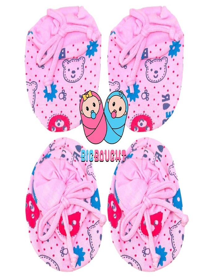 Bigbought Cotton Baby Mittens & Booties Combo | Soft Fabric | Newborn Baby Care(pack of 6) - Image 5