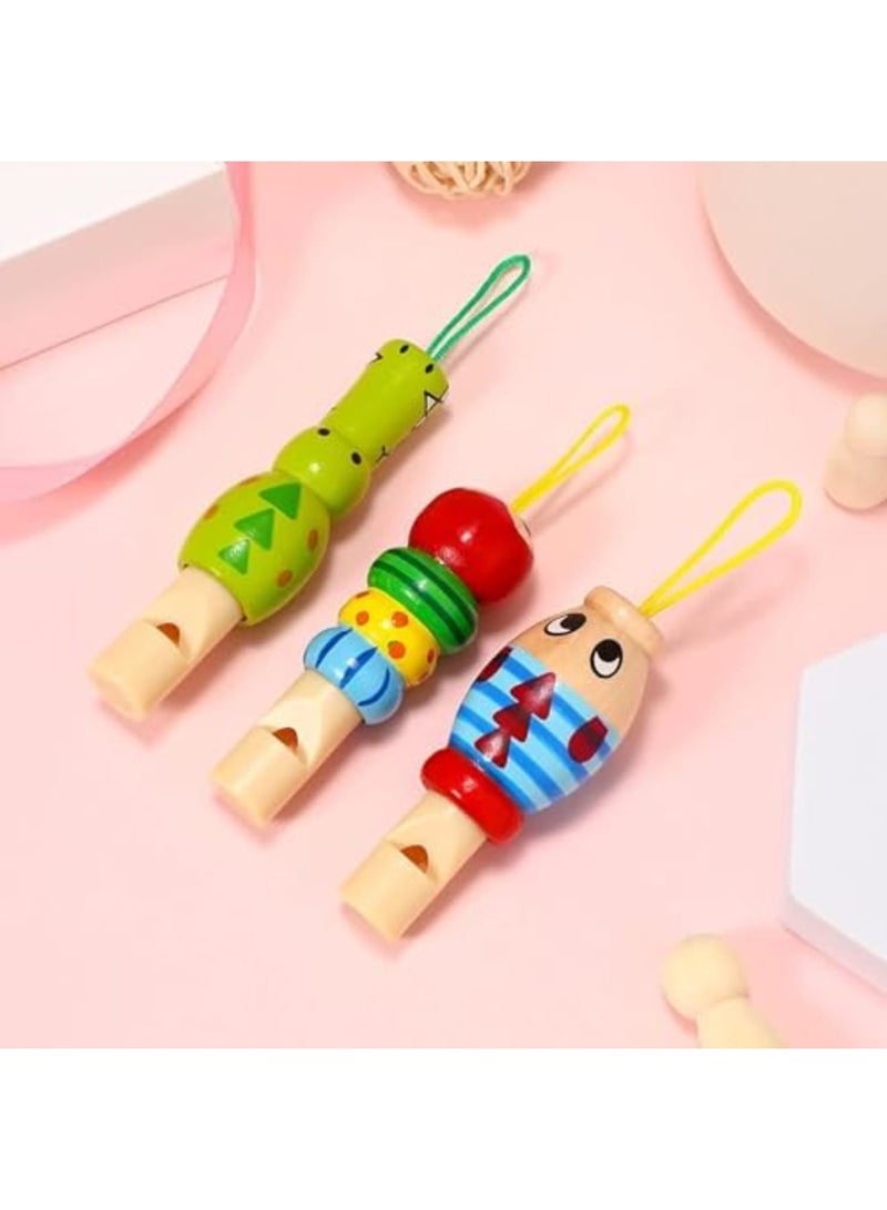 Luckam Animal Wooden Whistles for Baby Kids Music Instrument Developmental Educational Toys for Kids Party Noisemakers Whistles Kids Birthday Bag Fillers, 3Pcs - Image 2