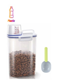 Excefore Plastic Bin Dry Food Flour Storage Animal Cat Dog Pet Bird Feed Container, Pet Food Storage Tin with Scoop Holds Dog Cat Animal Treats Metal Food Tin Box Bin Sealed Lid  - Image 1