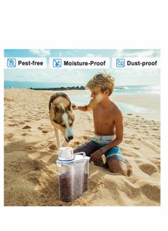 Excefore Plastic Bin Dry Food Flour Storage Animal Cat Dog Pet Bird Feed Container, Pet Food Storage Tin with Scoop Holds Dog Cat Animal Treats Metal Food Tin Box Bin Sealed Lid  - Image 3