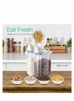 Excefore Plastic Bin Dry Food Flour Storage Animal Cat Dog Pet Bird Feed Container, Pet Food Storage Tin with Scoop Holds Dog Cat Animal Treats Metal Food Tin Box Bin Sealed Lid  - Image 4