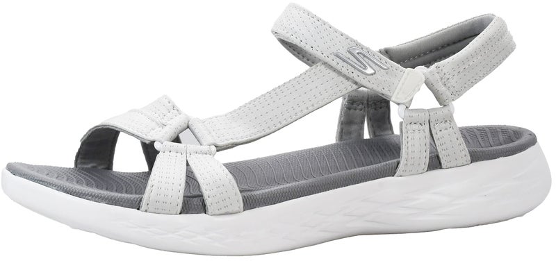 Skechers Women's On-The-GO 600 - Brilliancy Sandals, White/Grey 8 Wide - Image 1