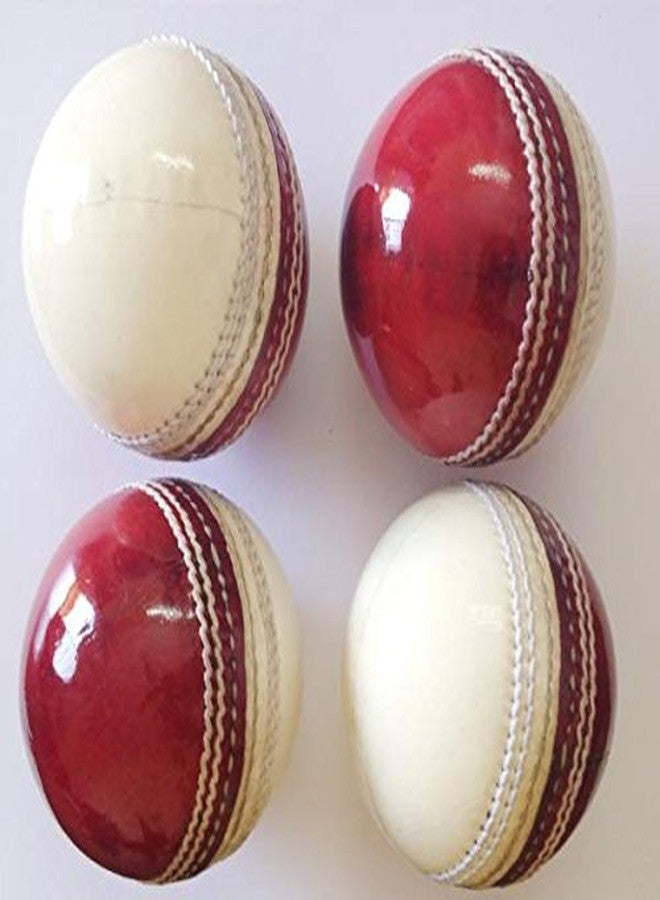 NAVEX Cricket RED and White Practice Leather Ball (Pack of 2) - Image 1