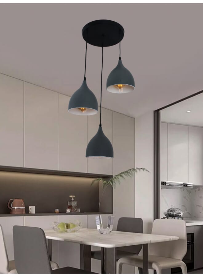 Best Power Modern Kitchen Chandelier 3 Lamps Light 1010-3 with E27 Lamp Base (Bulb Not Included), 130cm Adjustable Length – Perfect for Kitchen & Dining Spaces  - Image 1