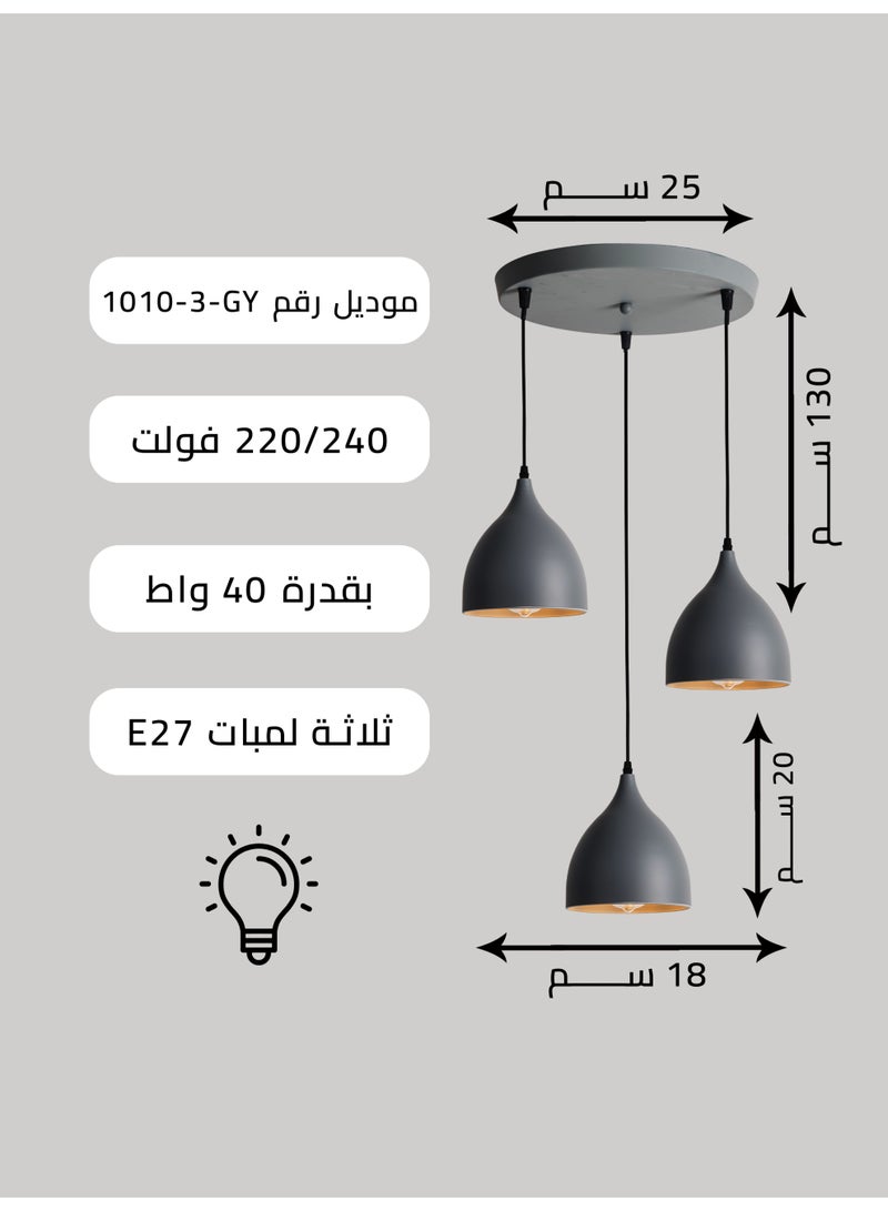 Best Power Modern Kitchen Chandelier 3 Lamps Light 1010-3 with E27 Lamp Base (Bulb Not Included), 130cm Adjustable Length – Perfect for Kitchen & Dining Spaces - Image 5