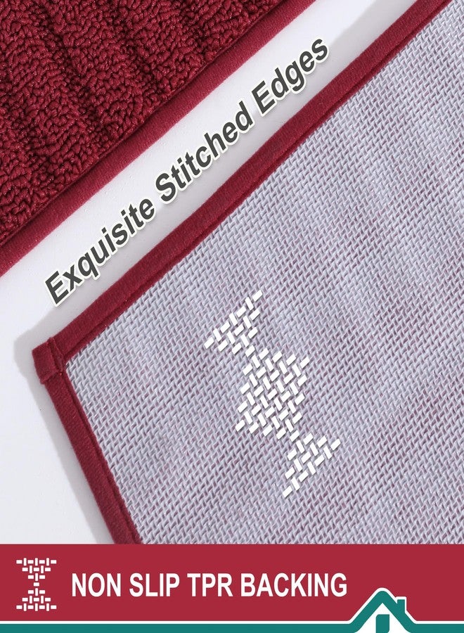 BEQHAUSE-Kitchen-Rugs-and-Mats Non Skid Washable Kitchen Mats for Floor Red Kitchen Rug Polypropylene Kitchen Mat with TPR Backing 20”x30” - Image 3