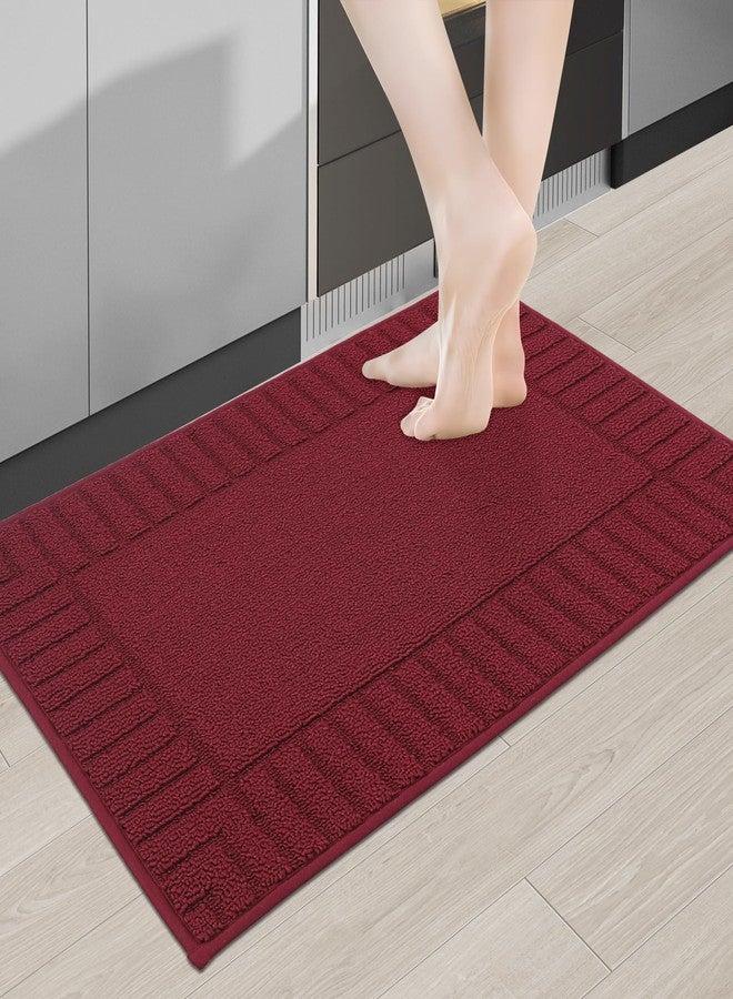BEQHAUSE-Kitchen-Rugs-and-Mats Non Skid Washable Kitchen Mats for Floor Red Kitchen Rug Polypropylene Kitchen Mat with TPR Backing 20”x30” - Image 1