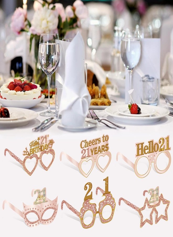 Guiruiy 24PCS 21st Birthday Paper Eyeglasses Decorations for Her, Pink Rose Gold Happy 21st Birthday Eyeglasses Gifts for Girls Women, Funny Finally 21 Year Old Birthday Glasses Party Supplies - Image 5