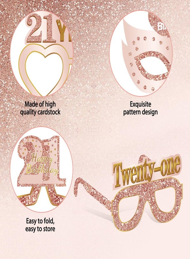 Guiruiy 24PCS 21st Birthday Paper Eyeglasses Decorations for Her, Pink Rose Gold Happy 21st Birthday Eyeglasses Gifts for Girls Women, Funny Finally 21 Year Old Birthday Glasses Party Supplies - Image 4