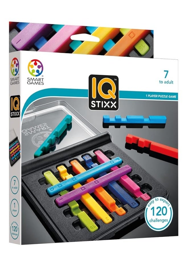 SmartGames IQ Stixx Stacking Travel Game with 120 Challenges for Ages 7 - Adult - Image 1