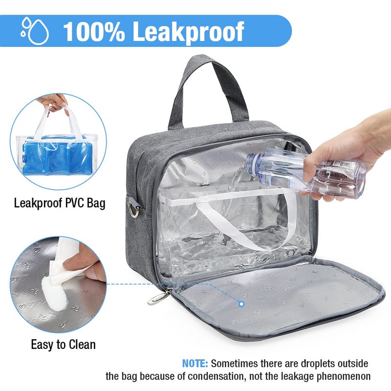 Lekebaby Baby Bottle Bag with Ice Pack Fits 6 Bottles 9 Oz Bottles, Leakproof Breastmilk Cooler Bag for Nursing Mom Daycare, Grey - Image 5