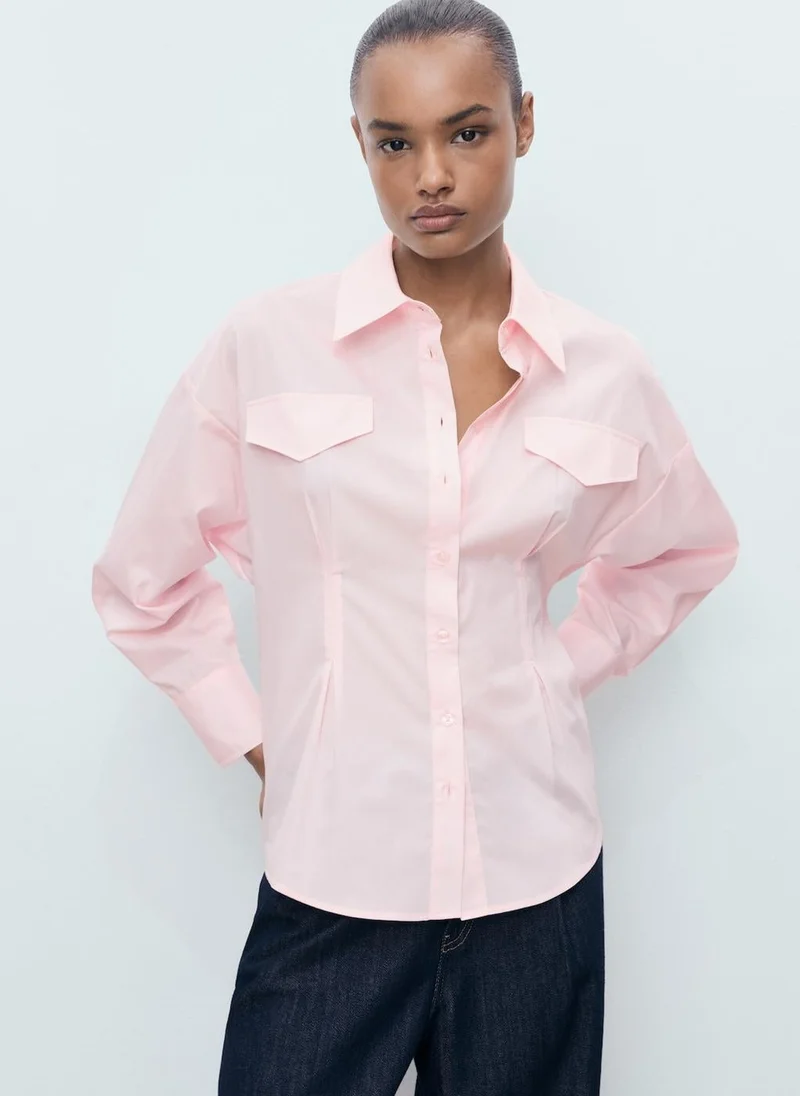 MANGO Shirt with pleats and pockets