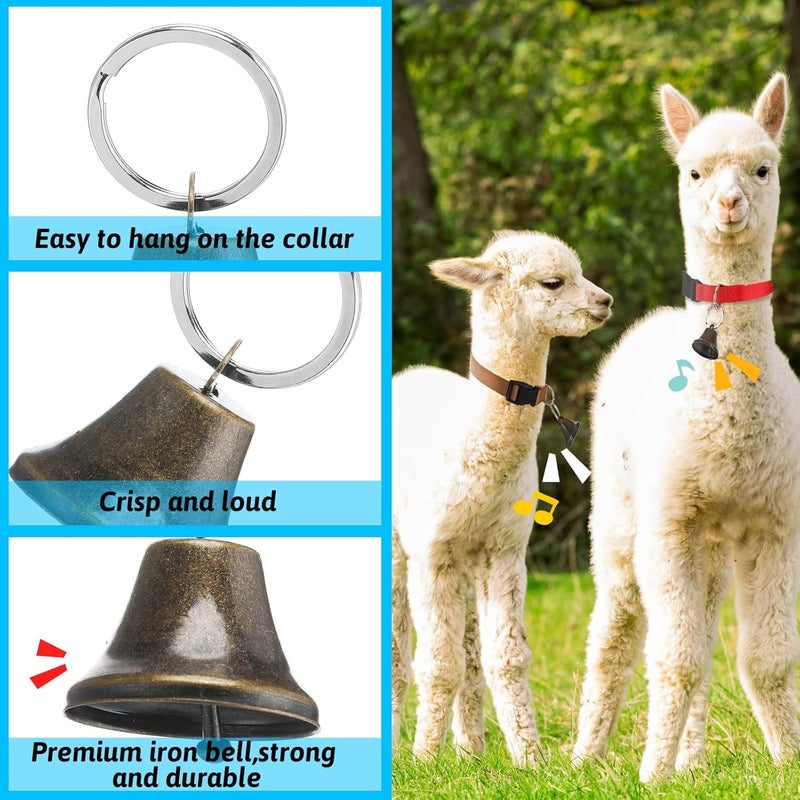 Jexine 12 Sets Goat Collars with Bells Horse Sheep Grazing Cow Bells Adjustable Nylon Dog Bell Collar with Quick Release Buckle Anti Lost Pet with Copper Bell for Small Farm Animal Sheep Accessories - Image 4