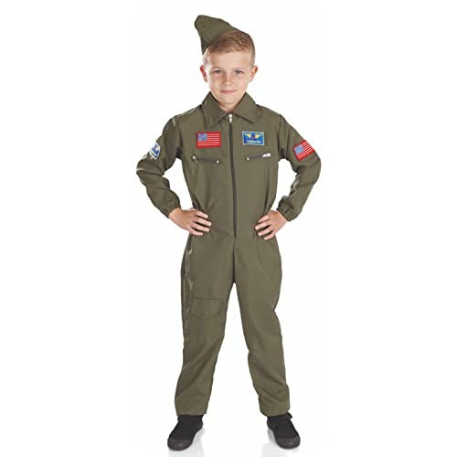 fun shack Kids Flight Suit Pilot Costume, Air Force Fighter Pilot WW2 Costume Kids, Boys Halloween Costumes, Large - Image 2