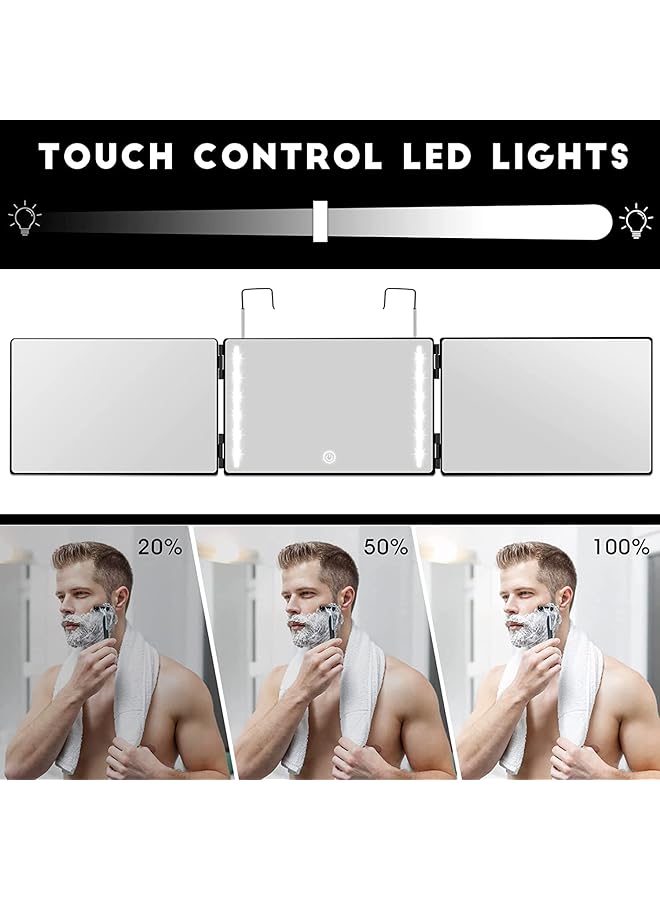 DMG TECH 3 Way Barber Mirror Led Self Cut Mirror 360° Barber Mirror For Men Usb With Height Adjustable Telescopic Hook Suitable For Haircut Hairstyling Shaving Grooming Hair Coloring And Makeup - Image 4