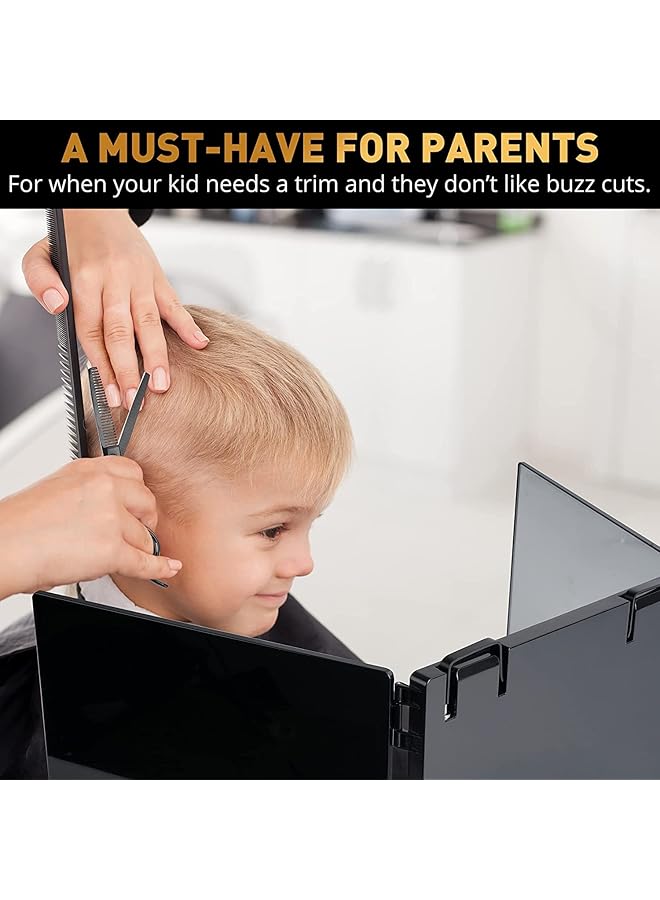 DMG TECH 3 Way Barber Mirror Led Self Cut Mirror 360° Barber Mirror For Men Usb With Height Adjustable Telescopic Hook Suitable For Haircut Hairstyling Shaving Grooming Hair Coloring And Makeup - Image 3