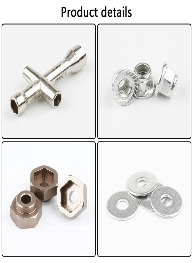 Rchobbytop 4 Sets 12mm to 17mm Hub Hex Adaptor Converter & Locknut & Wrench Upgrade Parts for 1/8 RC Wheels Fit 1/10 On-Road Off Road Car Tamiya Axial Traxxas HPI HSP Losi Kyosho Redcat (Titanium) - Image 2