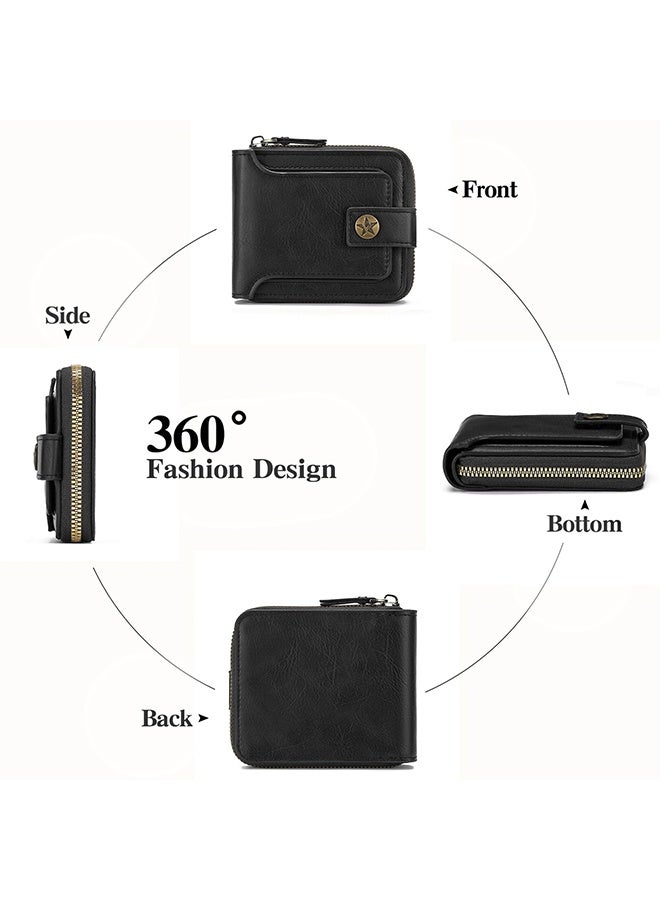 1PCS Premium Men's Leather Bifold Wallet, Big Capacity Durable Smooth Leather with Flap ID Window Zip Coin Pocket, Multi Card Slots Holder for Business Travel Casual Daily Use Gift For Men - Image 4