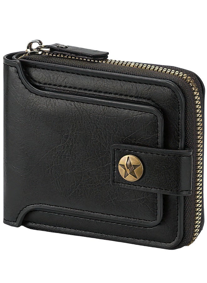 1PCS Premium Men's Leather Bifold Wallet, Big Capacity Durable Smooth Leather with Flap ID Window Zip Coin Pocket, Multi Card Slots Holder for Business Travel Casual Daily Use Gift For Men - Image 1