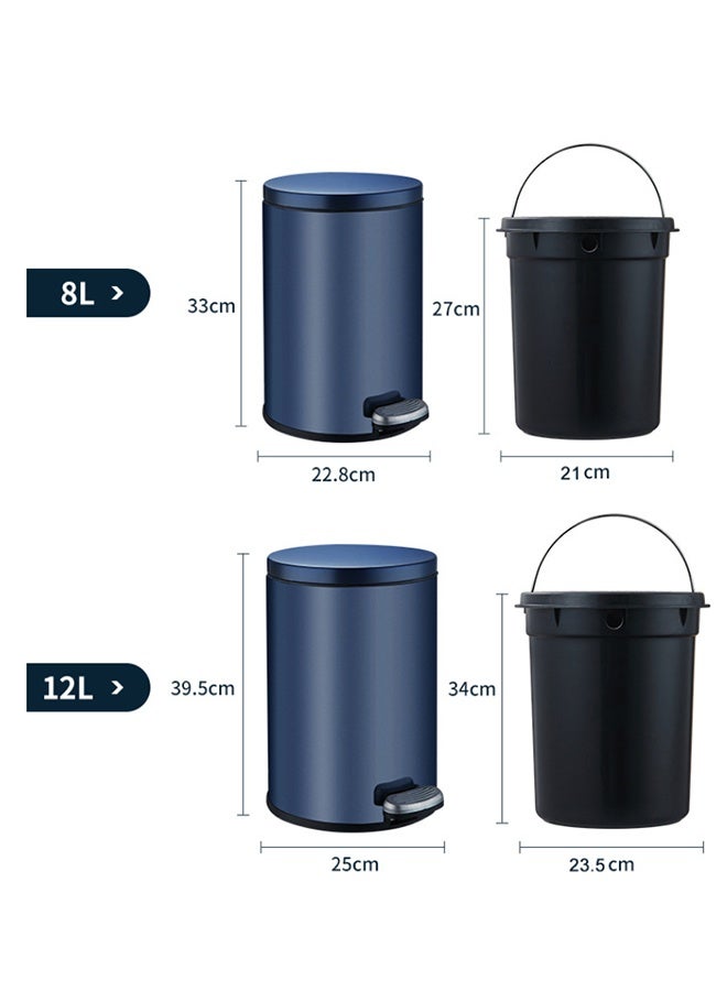 8L Stainless Steel Trash Can, Household With Lid Foot Pedal Flip Lid, Household Kitchen Trash Can, Large-Capacity Trash Can, Double Inner And Outer Boxes, Suitable For Living Room, Bedroom, Bathroom And Kitchen - Image 3