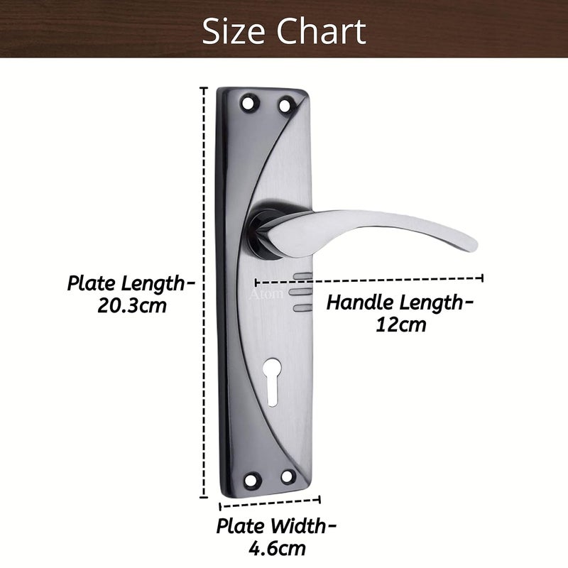 ATOM Heavy Duty Mortise Door Lock for Bedroom, Living Room, Main Door, Black Silver Finish | 3 Keys | 6 Lever Double Stage Lockset for House Hotel Office(1003KY) - Image 4