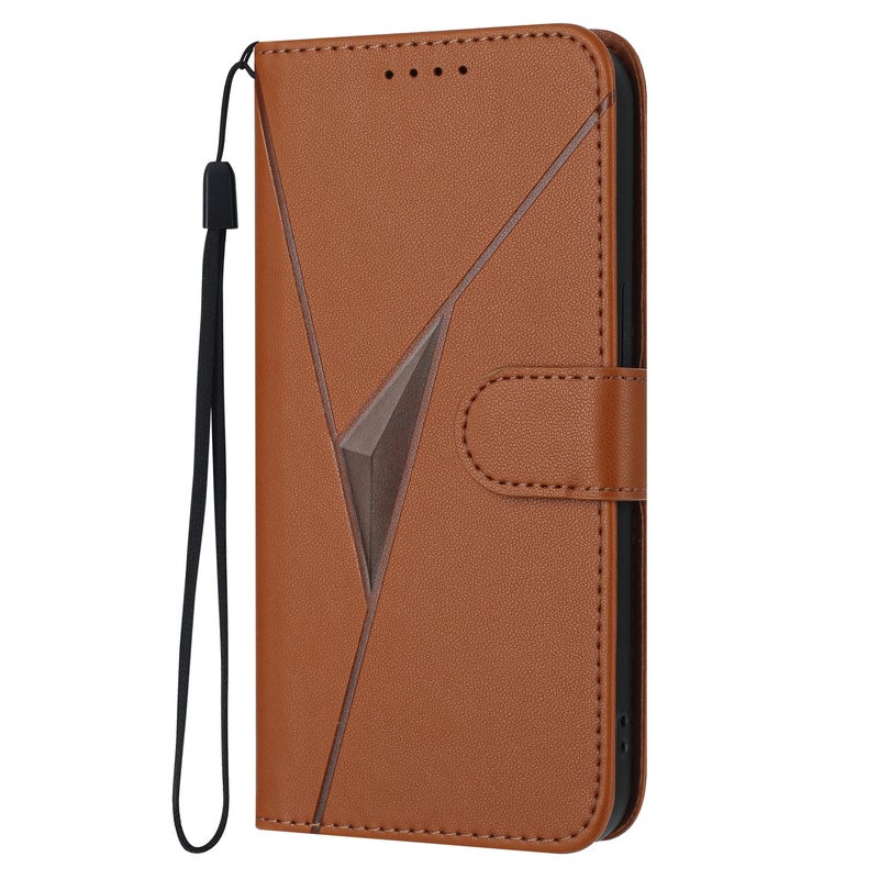 HuHa Protective Cover For Redmi Note 13 Pro 5G Triangle Pattern Buckle Clasp Leather Phone Case(Brown) - Image 2