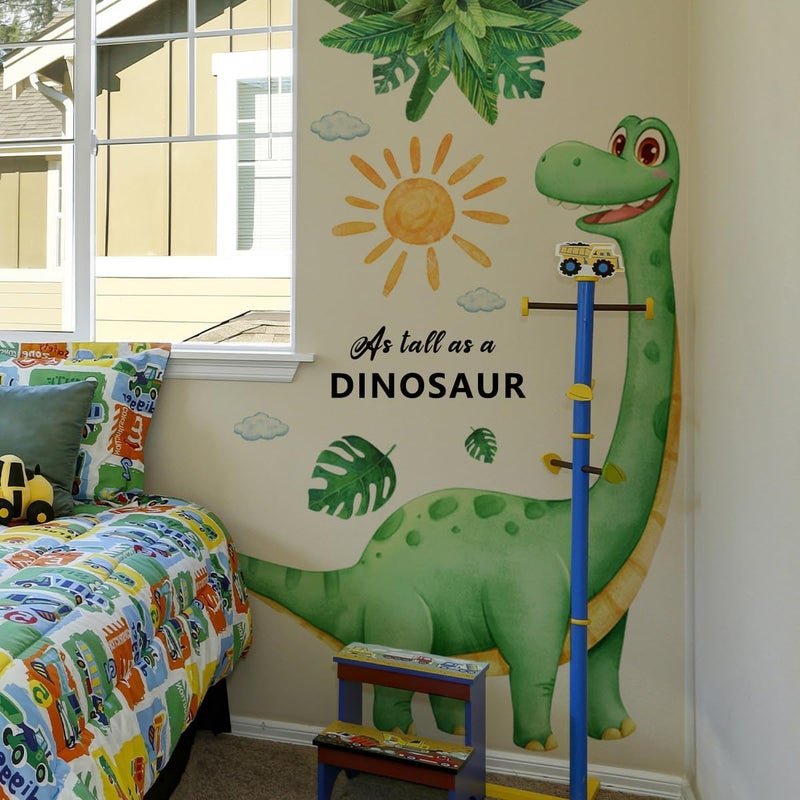 Mirabuy Large Watercolor Dinosaur Wall Sticker Boho Sun As Tall As A Dinosaur Palm Leaves Wall Decal for Nursary Kids Bedroom Playroom - Image 4