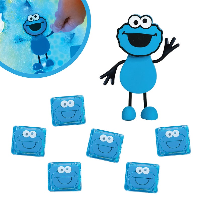 Glo Pals x Sesame Street Cookie Monster Water-Activated Bath Toy with 6 Reusable Light-Up Cubes for Sensory Play - Image 1