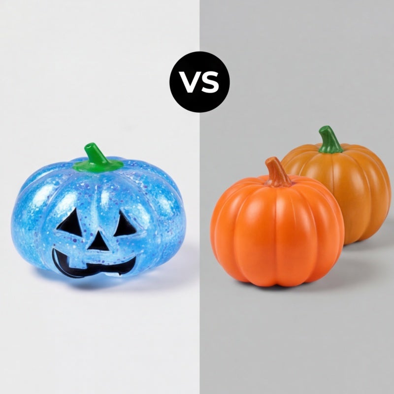 Pumpkin Stress Ball Anxiety Relief Toy - Soft PVC Squeeze Toy with Glitter Finish Green Halloween Desk Decor for Office Travel - Image 5