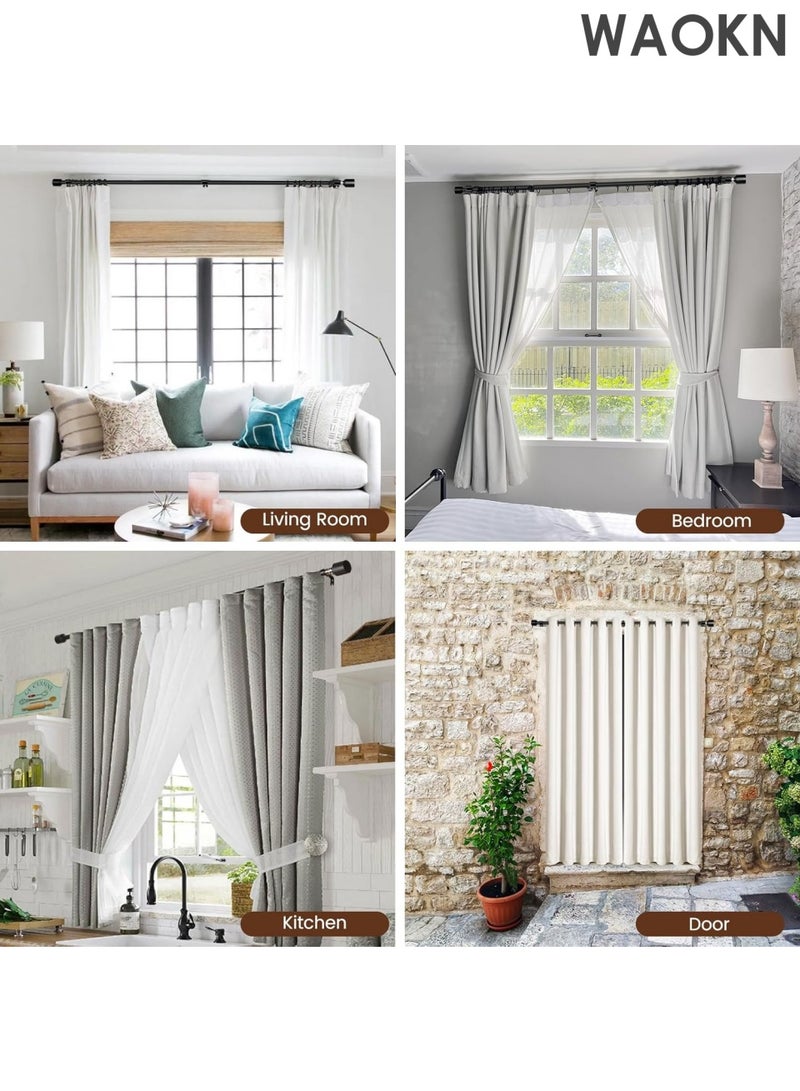 WAOKN Curtain Rod Curtain Poles Set for Eyelet Curtains Splicing Heavy Duty Drapery Rods with Adjustable Brackets,Curtain Rod,Shower Curtain Rod,Curtain Rod with Bracket,Curtain Rod with End Cap Design, Extendable Curtain Rod for Windows Outdoor,Modern Adjustable Heavy Duty Curtain Rod.Suitable for Bedroom,Kitchen,Wardrobe(48-84inch) - Image 4