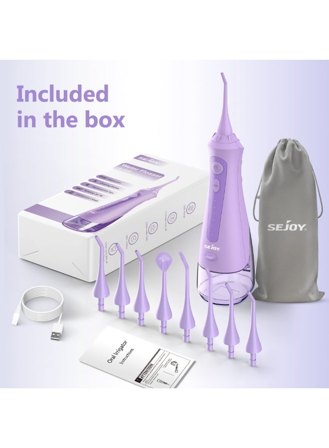 سيجوي جهاز تنظيف الأسنان بالماء اللاسلكي من Sejoy – فلوسر قابل للشحن للفك والأسنان، 5 مستويات ضغط، 8 رؤوس، مقاوم للماء IPX7، خزان ماء قابل للفصل 230مل – للاستخدام المنزلي والسفر - Image 3