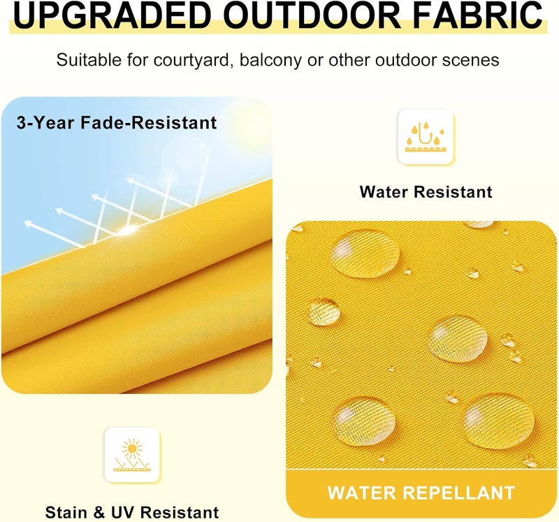 downluxe Outdoor Chair Cushions Set of 4 for Patio Furniture, Water-Resistant Square Corner Patio Chair Cushions with Ties, High Density Foam Outdoor Seat Cushion, 18.5" X 16" X 3", Yellow - Image 3