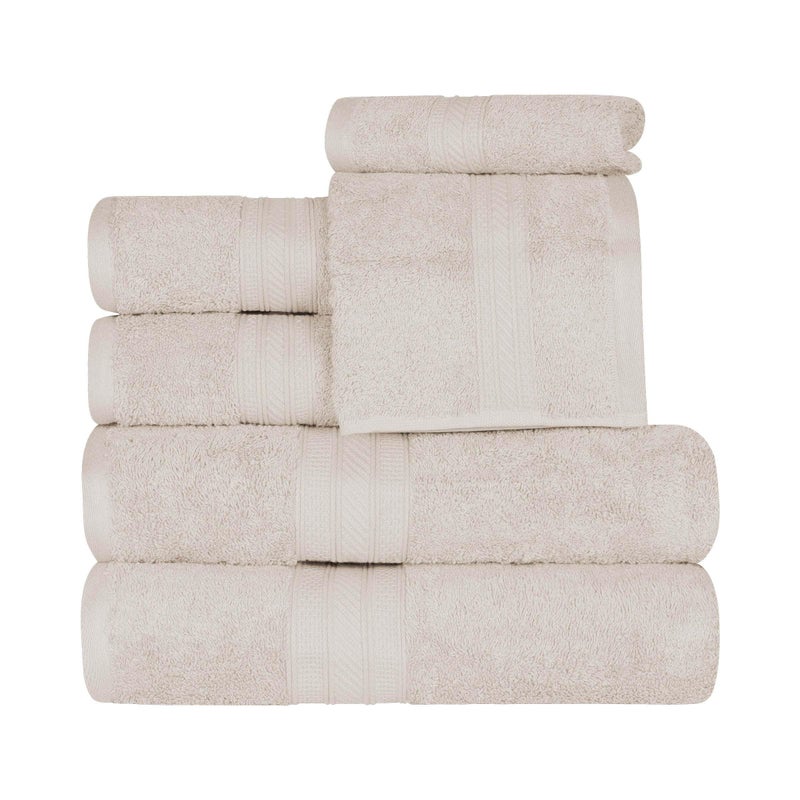 Superior 700 GSM Long Staple 100 Combed Cotton Durable Plush and Absorbent 6Piece Single Ply Towel Set  Ivory
