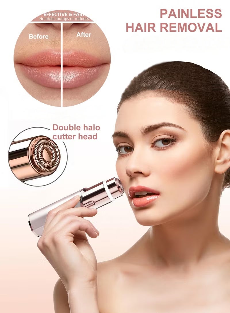 إزالة شعر الوجه للنساء ، ماكينة حلاقة محمولة للسيدات ، مزيل بيكيني كهربائي قابل لإعادة الشحن غير مؤلم للوجه ، الشفاه العليا ، زغب الخوخ ، الذقن ، الإبط ، الأصابع ، الذراعين ، الساقين والجسم - Image 2
