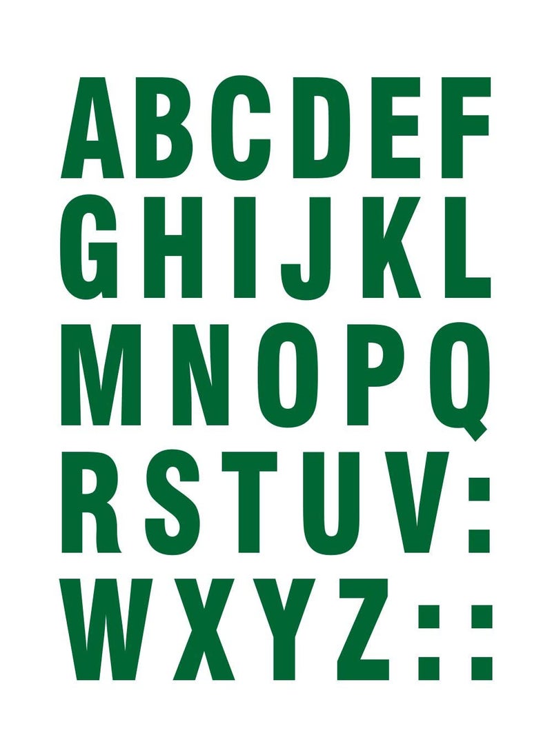 decalbazaar ملصقات حروف الأبجدية ABC من الفينيل بخط Arial Black زجاجية للجدران للسيارات 1.5 بوصة باللون الأخضر - Image 1