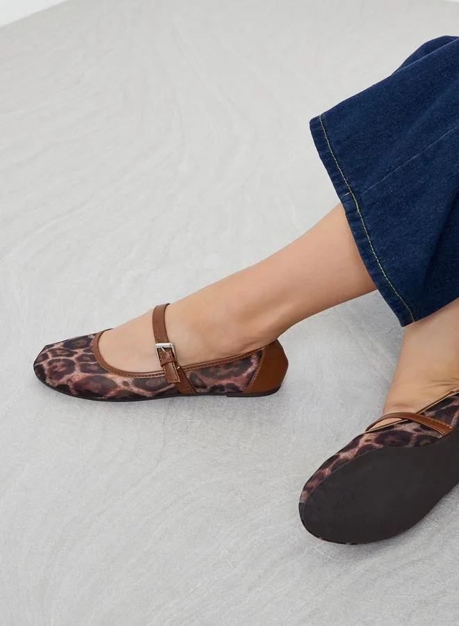 Styli Styli Animal Print Buckle Detail Shoes
